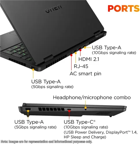 Miniatura 4 de HP OMEN Laptop para juegos, AMD Ryzen 9-8940HX, 32 GB DDR5 RAM, 1 TB PCIe SSD, pantalla de 16" 2K (1920x1200) 144Hz, Nvidia G-Force RTX 5060