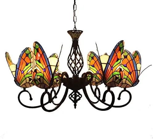 Miniatura 4 de Iluminación colgante LED lámpara victoriana estilo Tiffany antiguo vidrieras 6+1 luz colgante luz para comedor sala de estar café restaurante - TYP