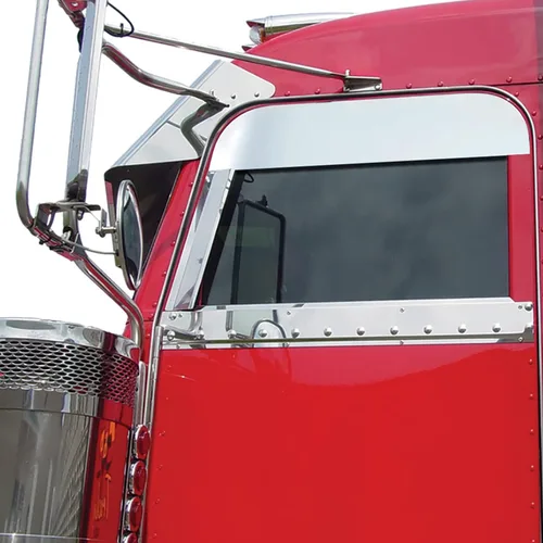Miniatura 3 de RoadWorks - Tapas de acero inoxidable de 5 pulgadas para ventanas de cabina Peterbilt 2005-2020, acabado pulido 30434