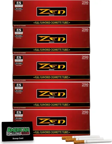 Miniatura 5 de Zen - Tubos para cigarrillos Regular Tamaño King – Caja roja Paquete de 2 500 tubos Incluye tarjeta americana Rolling Scoop