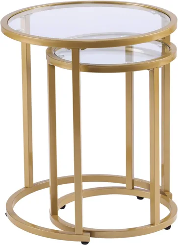 SEI Furniture Evelyn Glam - Juego de mesa auxiliar nido (2 unidades), color dorado