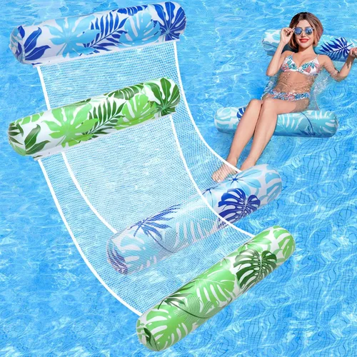 Miniatura 12 de Flotadores de piscina para adultos, paquete de 2 flotadores inflables para piscina, 4 en 1, balsas multiusos tumbona hamaca de agua para piscina