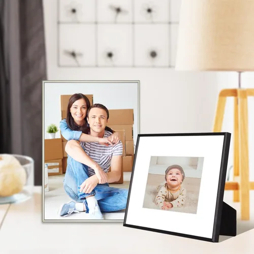 Miniatura 5 de 9x12 Picture Frame Set of 4, Matted Black Simple Modern Brushed Thin Aluminum Metal Photo Frame Fits 6x8 with Mat or 9 x 12 without Mat Vertical and