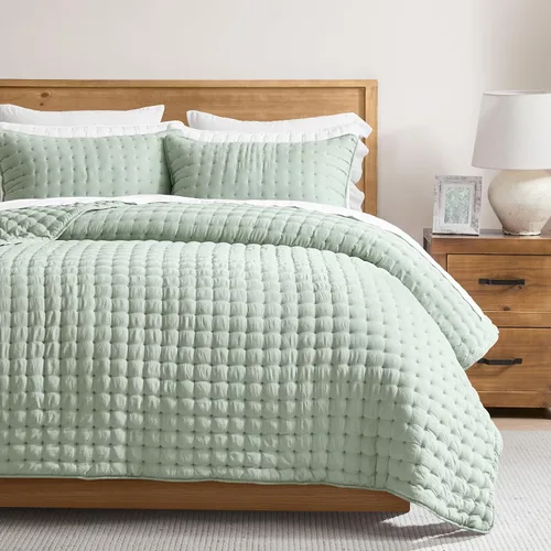 Miniatura 15 de WDCOZY Juego de ropa de cama tamaño individual con funda de almohada, colcha suave y ligera, edredón acolchado y fino para todas las estaciones, 2