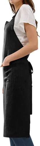 Miniatura 2 de Amazhiyu Delantal de cocina de lino puro con bolsillos para mujeres y hombres, cocinero, barbacoa, manualidades