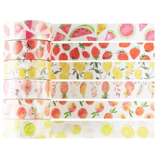 Miniatura 2 de YUBBAEX Juego de 6 rollos de cinta adhesiva washi para plantas, frutas y flores, cinta adhesiva decorativa para artes, manualidades, suministros