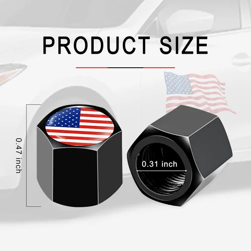 Miniatura 2 de Ajxn 4 tapas de válvula de neumático de automóvil, con bandera americana, tapas herméticas a prueba de polvo, tapas universales para válvulas