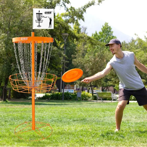 Miniatura 7 de GSE Games & Sports Expert PRO - Cesta portátil de golf de disco, 12 cadenas/24 cadenas, disco volador de metal, cestas de práctica de golf