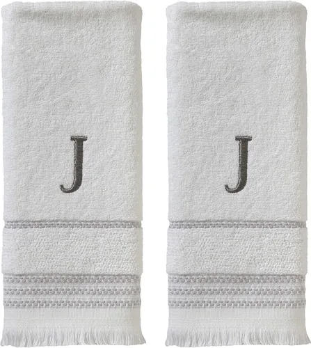 Miniatura 15 de SKL Home Toalla de baño casual con monograma, S, 28 x 54 pulgadas, color blanco