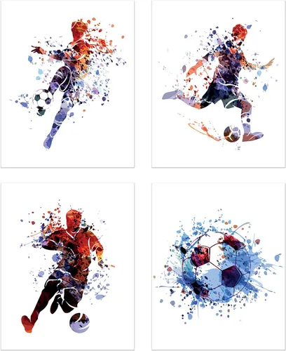 Miniatura 6 de Summit Designs Impresiones artísticas de fútbol para pared, juego de 4 pósteres de fútbol sin marco (8 x 10), decoración de habitación para hombres