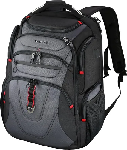 Miniatura 10 de KROSER Mochila para laptop compatible con TSA de 17.3 pulgadas XL, mochila para computadora resistente al agua, mochila de viaje para universidad