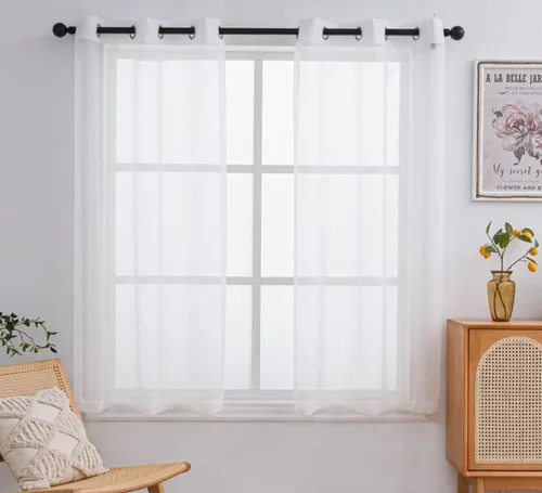 Miniatura 11 de PI - Cortinas traslúcidas con paneles pequeños, cortina transparente para ventana de cocina, mirador, 2 paneles