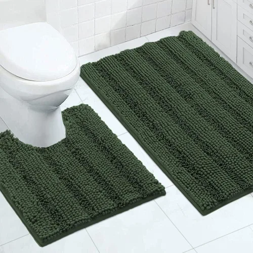 Miniatura 15 de Turquoize Alfombras de Baño de Chenilla Peludas Alfombra de Baño Antideslizante Gruesas Alfombras Peludas para Baño Chenilla Juego de Alfombra