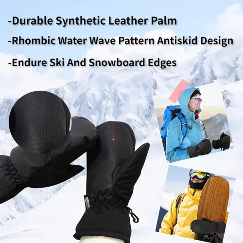 Miniatura 5 de ONNAS Guantes de esquí impermeables de invierno cálidos guantes de snowboard para hombres y mujeres, guantes térmicos resistentes al viento, guantes