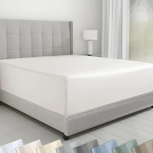 Miniatura 9 de California Design Den - Sábana bajera ajustable de algodón de 600 hilos, con bolsillo profundo elástico
