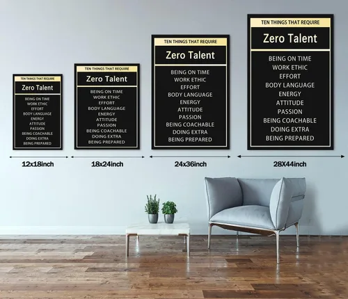 Miniatura 5 de Arte de pared inspirador – Póster de diez cosas que requieren cero talento, citas positivas, impresiones en lienzo motivacionales, decoración