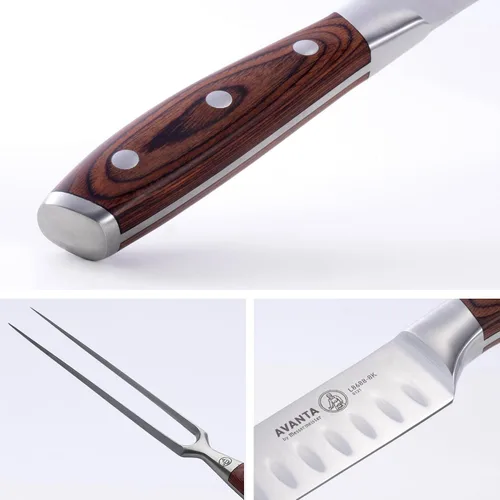 Miniatura 4 de Messermeister Avanta - Juego de 6 piezas forjadas para barbacoa, acero inoxidable alemán X50, incluye 5 cuchillos de barbacoa esenciales y bolsa