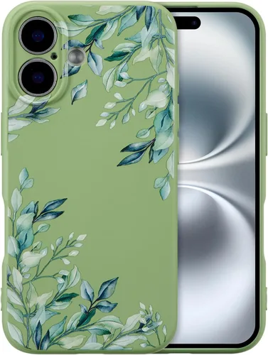 Miniatura 56 de RALEAVO Funda Floral para iPhone 12, Cubierta de Silicona Líquida con Bonito Patrón de Rama de Flores para Niñas y Mujeres, Funda Protectora de Goma