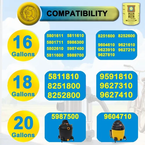 Miniatura 3 de SpaceTent Paquete de 5 bolsas 90673 para aspiradora Shop Vac de 15 a 22 galones para aspiradoras húmedas/secas, parte # 90673 9067300, bolsas