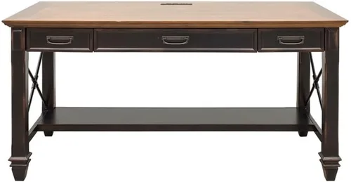 Miniatura 6 de Martin Furniture Hartford - Escritorio de madera marrón para escribir, estación de trabajo de oficina, muebles de estudio en casa, marco elegante