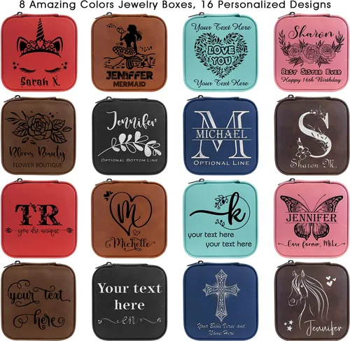 Miniatura 2 de Joyero de viaje personalizado con espejo portátil personalizado opcional, organizador de joyas de cuero sintético, pequeño soporte para anillos