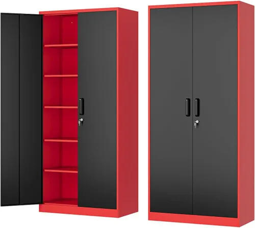Miniatura 15 de Fesbos Armario de almacenamiento de metal, archivadores de acero de 36 pulgadas de alto con puertas con cerradura y estantes ajustables, gabinete