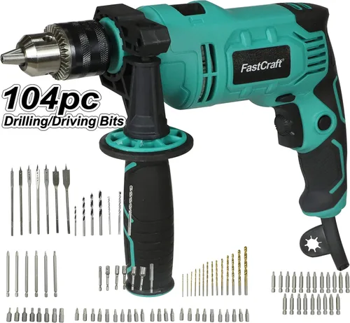 Destornillador de impacto, juego de 104 brocas, regalo perfecto para vacaciones, martillo con cable, herramienta profesional con cable – potencia
