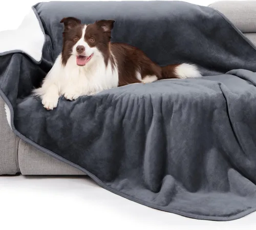 Miniatura 15 de gogobunny Manta de cama impermeable, manta reversible de forro polar Sherpa para perro, cachorro y gato, funda de muebles que protege la cama