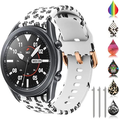 Miniatura 5 de Correa de reloj floral de 0.866 pulgadas compatible con Samsung Galaxy Watch 3 de 1.772 pulgadas/Gear S3 Frontier/Classic, correa de silicona