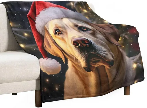 Miniatura 29 de Yellow Lab - Manta de Labrador de Navidad, linda y divertida para varios perros y mascotas, manta de verano de 30 x 40 pulgadas, manta de franela