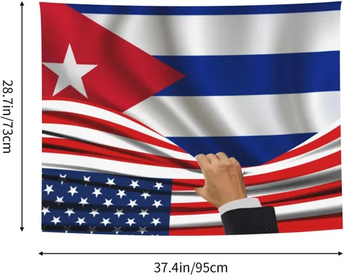 Miniatura 7 de Tapiz decorativo para pared, diseño de bandera estadounidense y bandera de Cuba, manteles de arte hippie de 29 x 37 pulgadas para dormitorio, sala
