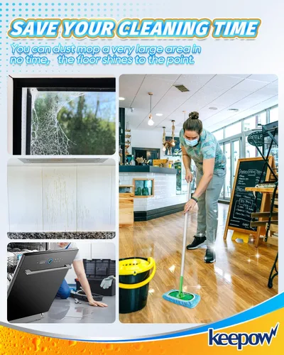 Miniatura 8 de KEEPOW Paños de barrido en seco reutilizables de microfibra compatibles con trapeador Swiffer, almohadillas lavables a máquina para trapeador