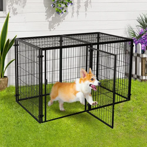 Miniatura 5 de XPIY Jaula grande para perros – Perrera de metal para perros medianos y pequeños, segura para interiores y exteriores, jaula grande para cachorros
