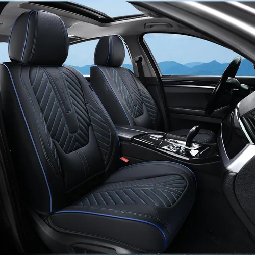 Miniatura 19 de Coverado Fundas de asiento de automóvil, juego completo de fundas de asiento de cuero sintético, fundas protectoras de asiento de lujo, ajuste Rojo
