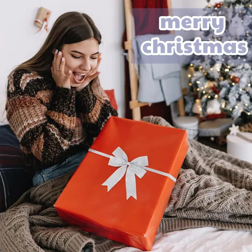 Miniatura 6 de 24 lazos elásticos de Navidad para cajas de regalo, lazos elásticos de Navidad para decoración de cajas de regalo (16-20 pulgadas, plateado)