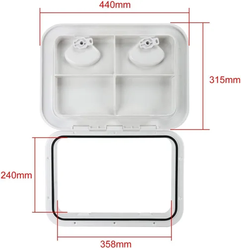 Miniatura 2 de Amarine Made Marine Deck Hatch Boat Deck Hatch Access Hatch & Lid 12-3/8" X 17-1/4" - White - 315mmx440mm Blanco
