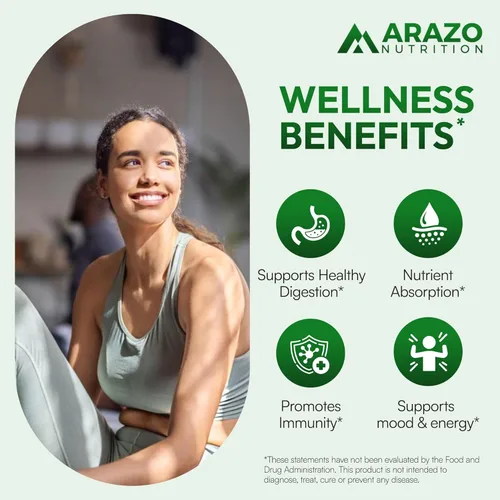 Miniatura 3 de Arazo Nutrition Probiótico 40 mil millones de UFC - Estable en conservación con prebióticos y acidófilos - Potencia estable hasta la expiración
