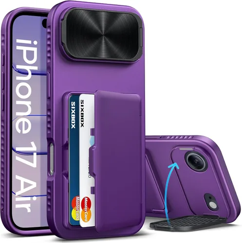 Miniatura 15 de Funda para iPhone 16e tipo cartera, soporte integrado, tarjetero y cubierta para lente de cámara, protección de cuerpo completo, resistente, Negro