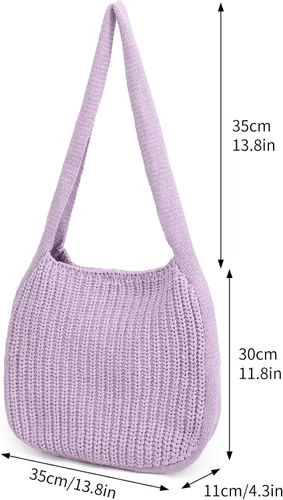 Miniatura 2 de ENBEI Bolsos de hombro para mujer Bolsos de ganchillo Bolso de punto grande Bolso de mano estético para la escuela lindo Bolsas de mano Bolsa