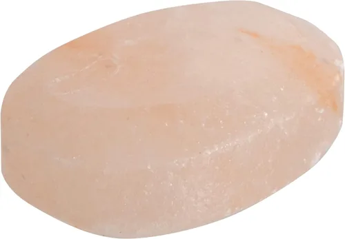 Pure Himalayan Salt Works Piedra de masaje ovalada plana, piedra tallada a mano de cristal rosa para terapia de masaje, desodorante y exfoliantes de
