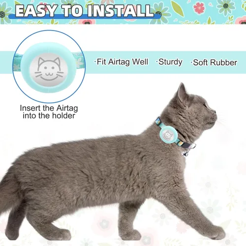 Miniatura 5 de KOOLTAIL Breakaway - Collar de gato con soporte para etiqueta de aire y campanas, collares reflectantes para gatitos, collares de gatitos lindos