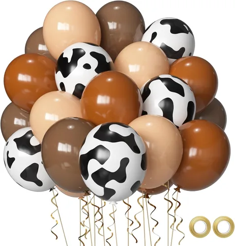 Miniatura 9 de Juego de 60 globos de vaca azul y marrón, globos de vaca marrón y azul de 12 pulgadas para fiestas de adultos, decoración de fiesta temática
