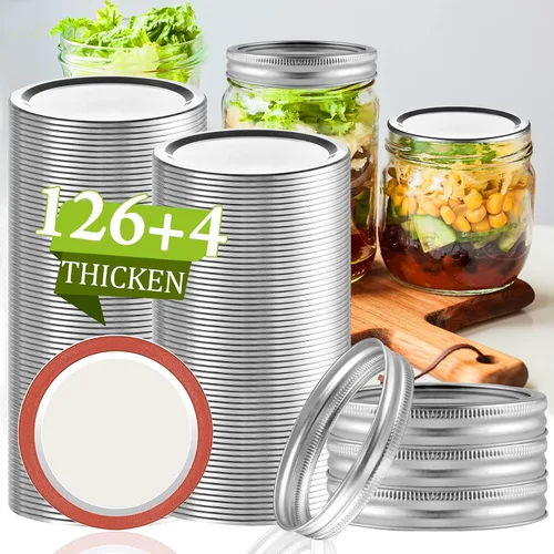 Miniatura 12 de Aliggbent 160 Pcs Tapas de Enlatado de Boca Regular 70MM Tapas Herméticas de Tipo Separable para Tarros Mason de Boca Regular, Tapas de Enlatado a