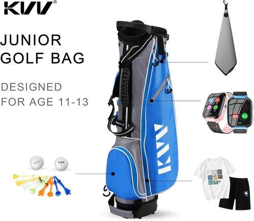 Miniatura 4 de KVV Bolsa de soporte de golf junior, bolsa de soporte de golf ligera para niños de 4-6/7-9/10-12 años