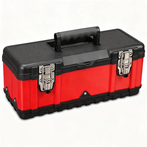 Jack Boss - Caja de herramientas de acero de 39 cm, caja de herramientas portátil pequeña con asa corta antideslizante incorporada, caja de