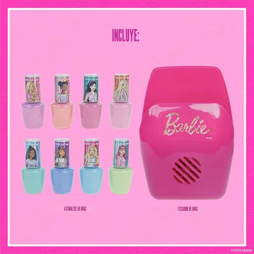 Miniatura 2 de Barbie - Townley Girl - Juego de esmaltes de uñas seguros a base de agua no tóxicos con secador de uñas para niños, pilas no incluidas, a partir