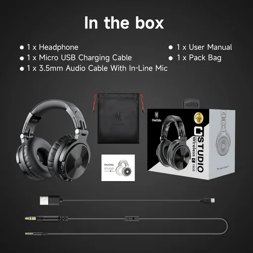 Miniatura 9 de OneOdio - Auriculares Bluetooth de diadema, 110 horas de sonido estéreo inalámbrico/con cable, auriculares plegables con graves profundos