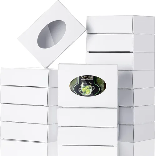 Miniatura 8 de Spakon 30 cajas de jabón para jabones caseros de 3.8 x 2.8 x 1.2 pulgadas, cajas de jabón rectangulares con ventana, pequeña caja de regalo