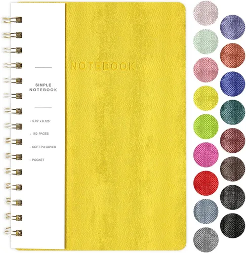 Miniatura 16 de Cuaderno de espiral – Cuaderno grande de tapa dura de 8.5 x 10.98 pulgadas con banda elástica y bolsillo, 180 páginas, diario plano de alambre