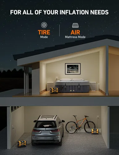 Miniatura 4 de AstroAI Inflador de neumáticos Compresor de aire portátil 150PSI 12V DC/110V AC con motores metálicos duales Bomba de aire para neumáticos